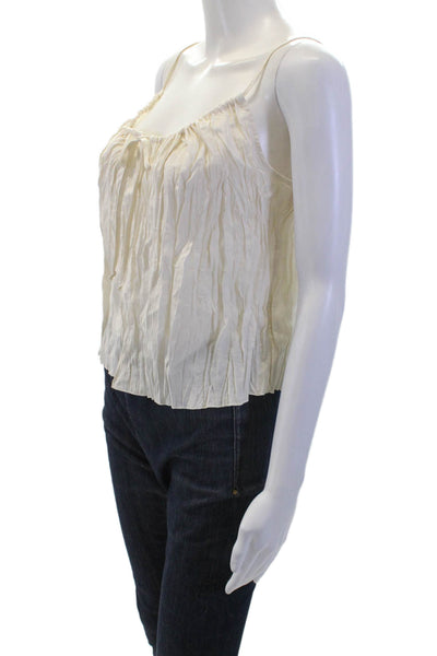 J Crew Women Beige Camisole Spaghetti Strap Viscose Blend Drawstring Size S