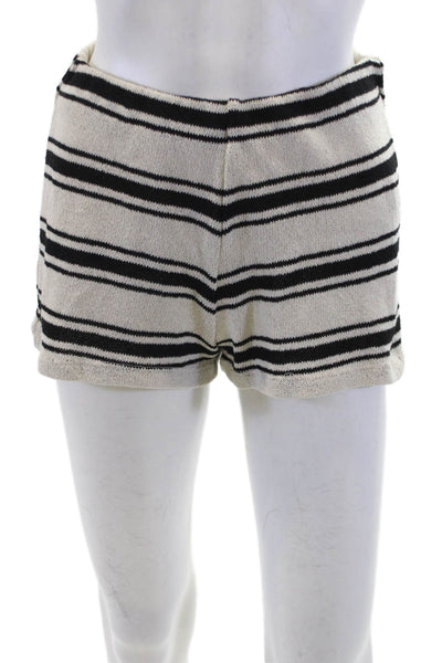 Zara Womens Stripe Elastic Waistband Shorts Cream Size S