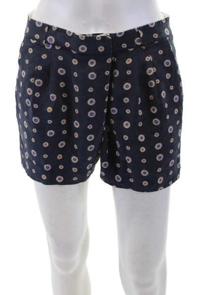 J Crew Womens Cotton Zip Button Floral Shorts Navy Size 0