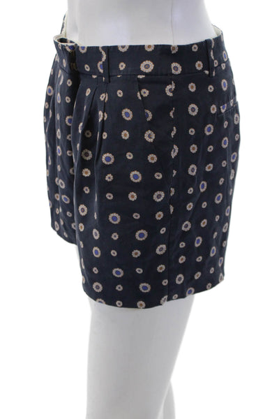 J Crew Womens Cotton Zip Button Floral Shorts Navy Size 0