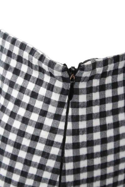 Zara Womens Textured Zip Gingham Printed Mini Shorts Black Size XS