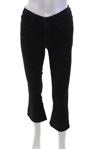 Frame Womens Textured Zip Button Slim Leg Pants Black Size EUR 24