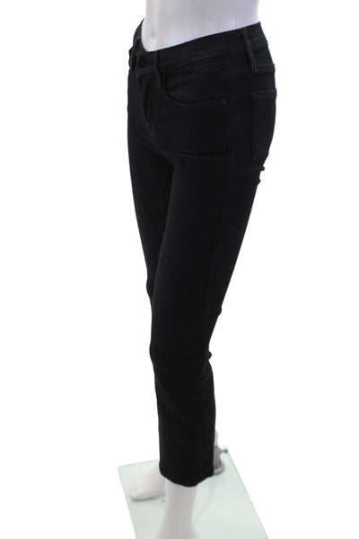 Frame Womens Textured Zip Button Slim Leg Pants Black Size EUR 24