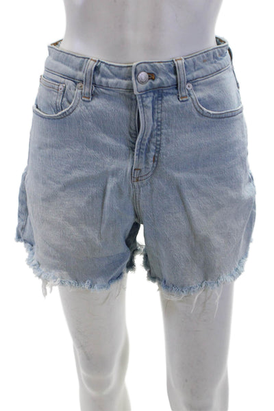 Madewell Womens Cotton Zip Button Distress Shorts Blue Size EUR 26