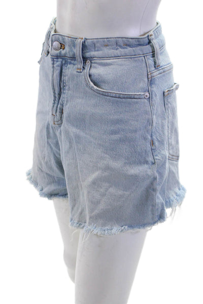 Madewell Womens Cotton Zip Button Distress Shorts Blue Size EUR 26