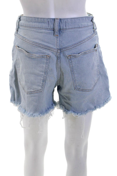 Madewell Womens Cotton Zip Button Distress Shorts Blue Size EUR 26