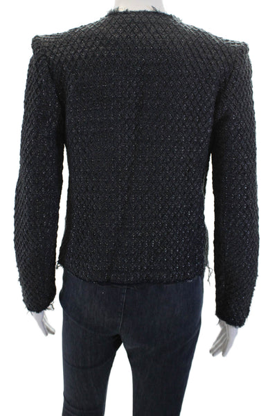 IRO Womens Cotton Long Sleeve Zip Sparkly Sweater Gray Size 02