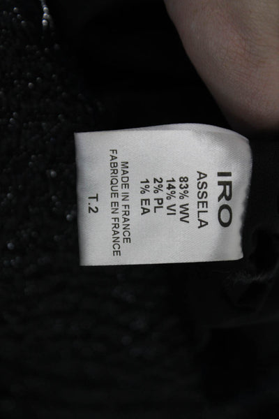 IRO Womens Cotton Long Sleeve Zip Sparkly Sweater Gray Size 02