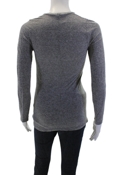 Monrow Womens Jersey V-Neck Long Sleeve T-Shirt Gray Size S