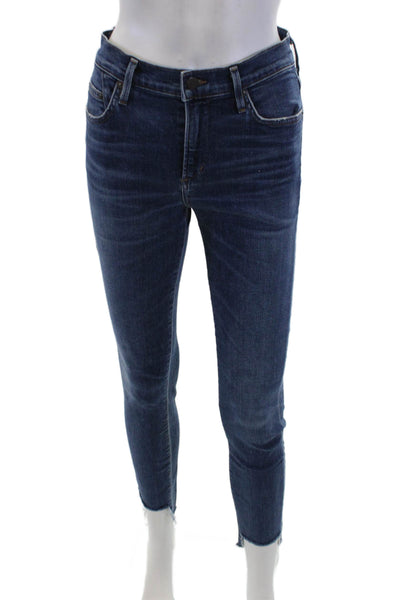 Cole Haan Womens Skinny Ankle Jeans Dark Blue Mid Rise Button Size 26