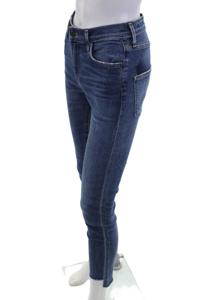 Cole Haan Womens Skinny Ankle Jeans Dark Blue Mid Rise Button Size 26