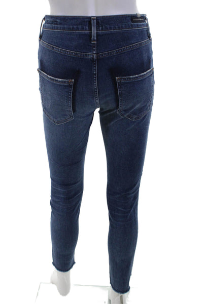Cole Haan Womens Skinny Ankle Jeans Dark Blue Mid Rise Button Size 26