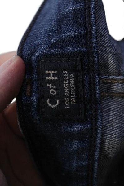 Cole Haan Womens Skinny Ankle Jeans Dark Blue Mid Rise Button Size 26