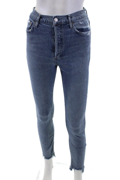 Agolde Women Ankle Skinny Jeans Blue Mid Rise Size 25