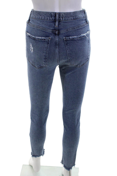 Agolde Women Ankle Skinny Jeans Blue Mid Rise Size 25
