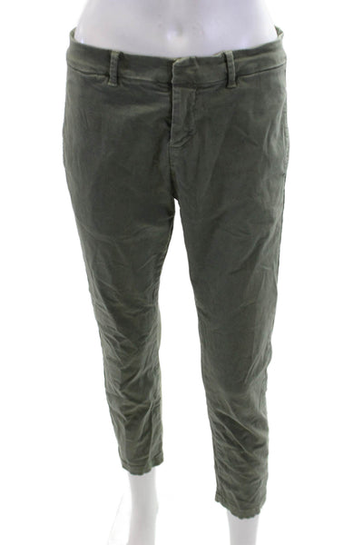 Nili Lotan Womens Zip Button Casual Straight Pants Green Size 02