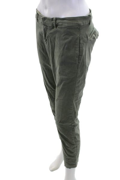 Nili Lotan Womens Zip Button Casual Straight Pants Green Size 02