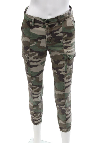 J Crew Womens Mid Rise Camouflage Cargo Cropped Pants Brown Green Size 26P