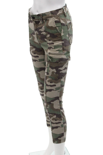 J Crew Womens Mid Rise Camouflage Cargo Cropped Pants Brown Green Size 26P