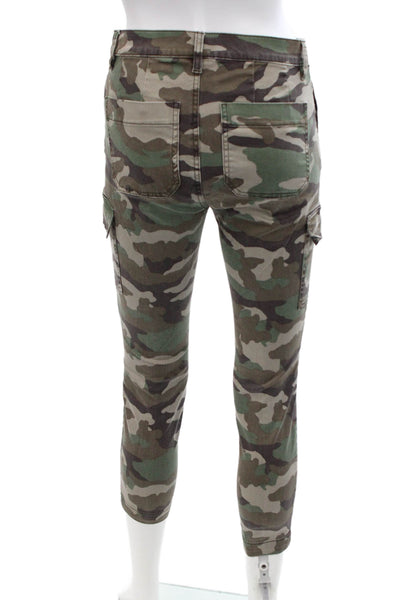 J Crew Womens Mid Rise Camouflage Cargo Cropped Pants Brown Green Size 26P