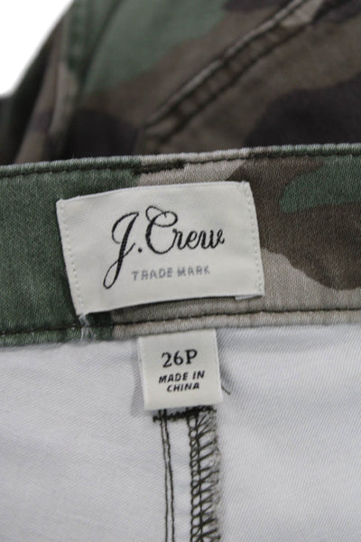 J Crew Womens Mid Rise Camouflage Cargo Cropped Pants Brown Green Size 26P
