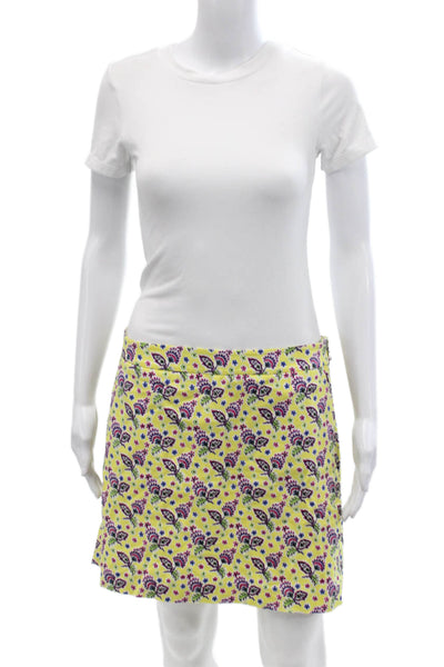 Polo Golf Ralph Lauren Womens Cotton Floral Print Pocketed Skirt Yellow Size 8