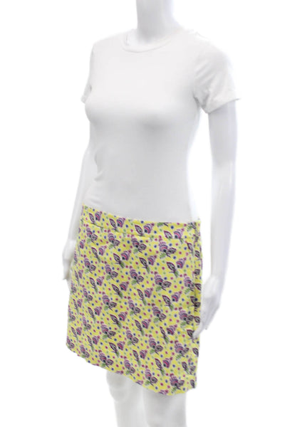 Polo Golf Ralph Lauren Womens Cotton Floral Print Pocketed Skirt Yellow Size 8