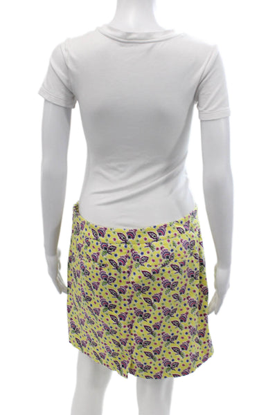 Polo Golf Ralph Lauren Womens Cotton Floral Print Pocketed Skirt Yellow Size 8
