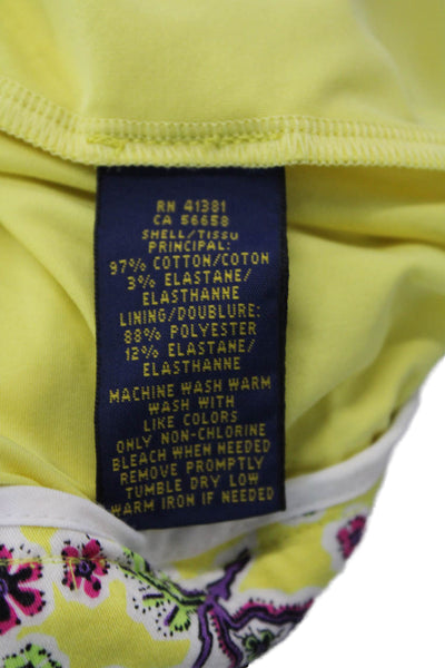Polo Golf Ralph Lauren Womens Cotton Floral Print Pocketed Skirt Yellow Size 8