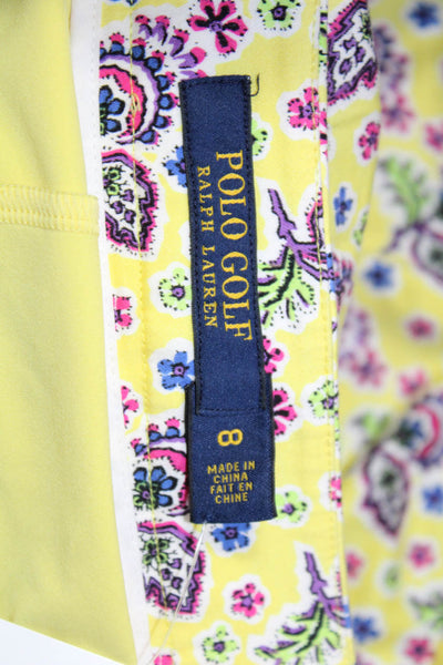Polo Golf Ralph Lauren Womens Cotton Floral Print Pocketed Skirt Yellow Size 8