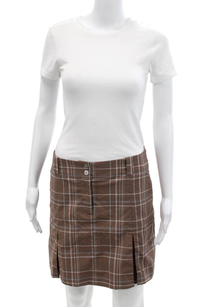 Nike Golf Womens Plaid Print Pleated Detail Athletic Skort Brown Size 6