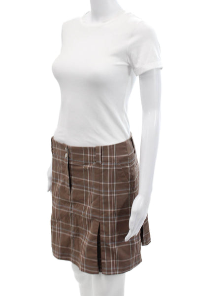 Nike Golf Womens Plaid Print Pleated Detail Athletic Skort Brown Size 6