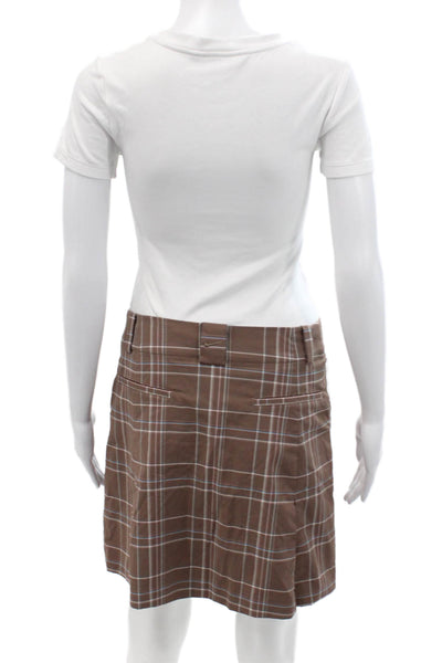 Nike Golf Womens Plaid Print Pleated Detail Athletic Skort Brown Size 6