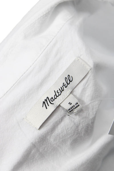 Madewell Women Basic Collared Short Sleeve Button-Up Cotton White Top Size S