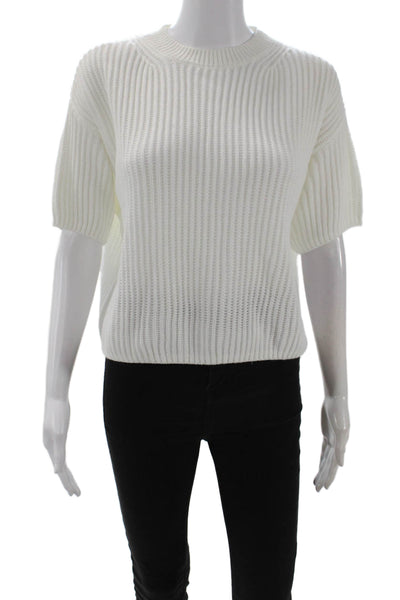 Stitches & Stripes Womens Short Sleeve Knit Sweater White Size XS
