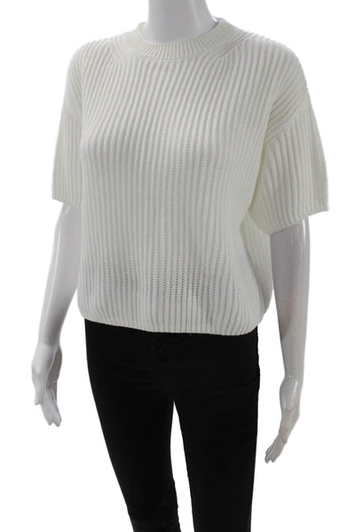 Stitches & Stripes Womens Short Sleeve Knit Sweater White Size XS