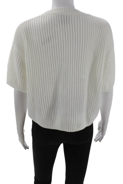Stitches & Stripes Womens Short Sleeve Knit Sweater White Size XS