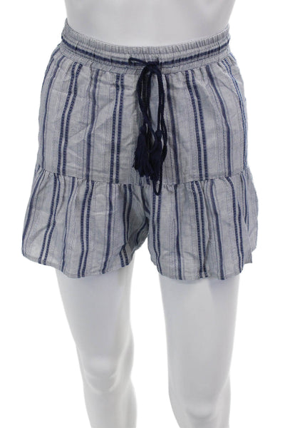 Lavender Brown Womens Mid Rise Drawstring Striped Shorts Blue Size Small