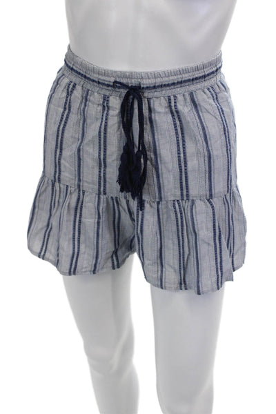 Lavender Brown Womens Mid Rise Drawstring Striped Shorts Blue Size Small
