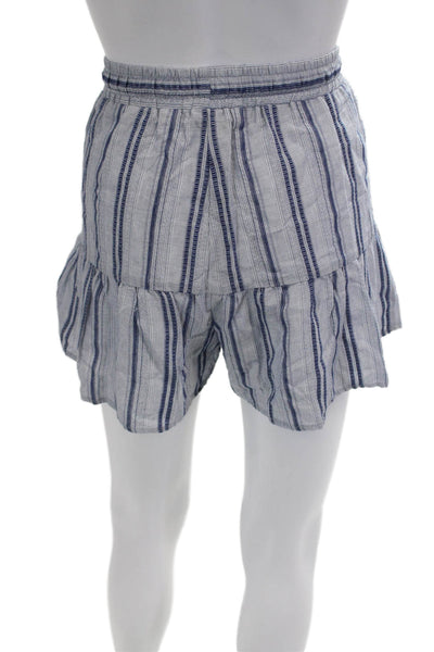 Lavender Brown Womens Mid Rise Drawstring Striped Shorts Blue Size Small