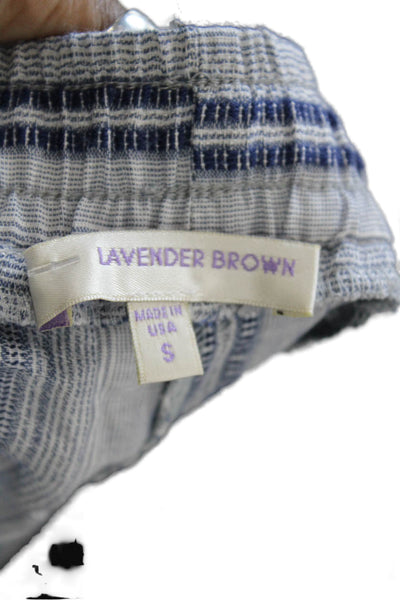Lavender Brown Womens Mid Rise Drawstring Striped Shorts Blue Size Small