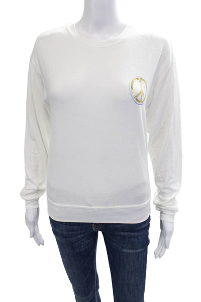Spiritual Gangster Women White Graphic Pullover Sweatshirt Crew Neck Size XS