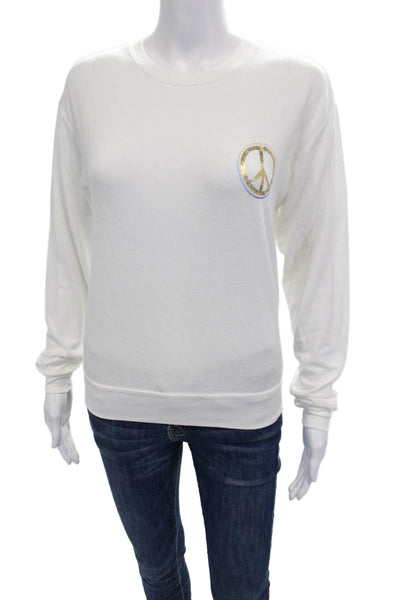 Spiritual Gangster Women White Graphic Pullover Sweatshirt Crew Neck Size XS