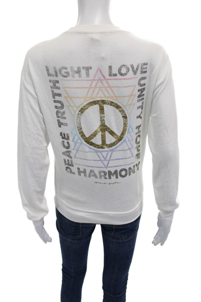 Spiritual Gangster Women White Graphic Pullover Sweatshirt Crew Neck Size XS