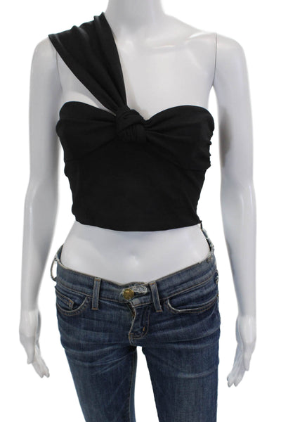 Zara Women Cropped Tie-Front Tank Top Black Sleeveless Size XS
