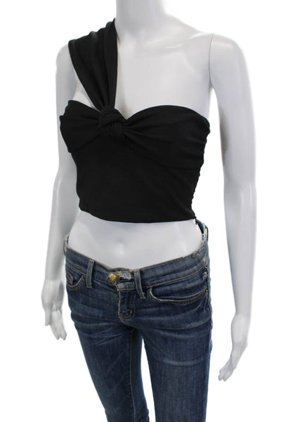 Zara Women Cropped Tie-Front Tank Top Black Sleeveless Size XS