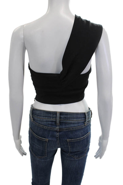 Zara Women Cropped Tie-Front Tank Top Black Sleeveless Size XS