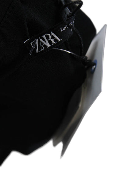 Zara Women Cropped Tie-Front Tank Top Black Sleeveless Size XS