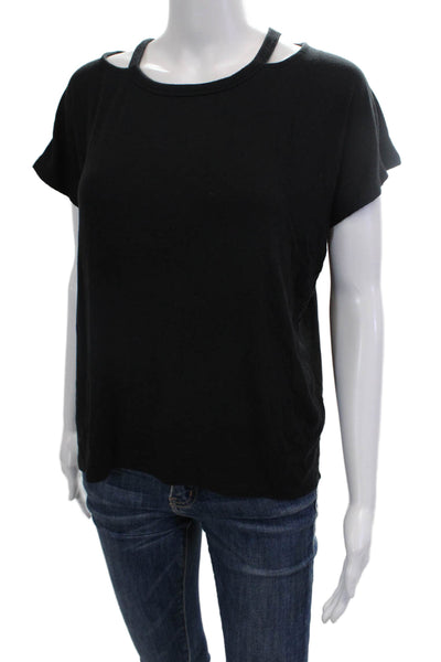 Athleta, Women, Basic T-Shirt Black Crew Neck Short Sleeve Modal Size XS