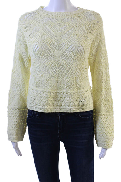 Vince Unisex Pullover Sweater Yellow Organic Cotton Crew Neck Boho Size 2XS